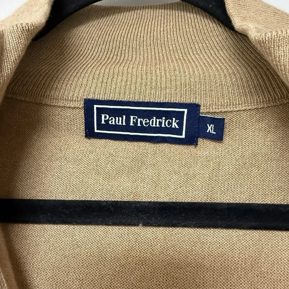 Mens Paul Fredrick Preppy Classic Merino‎ Wool Cardigan Vest Beige XL